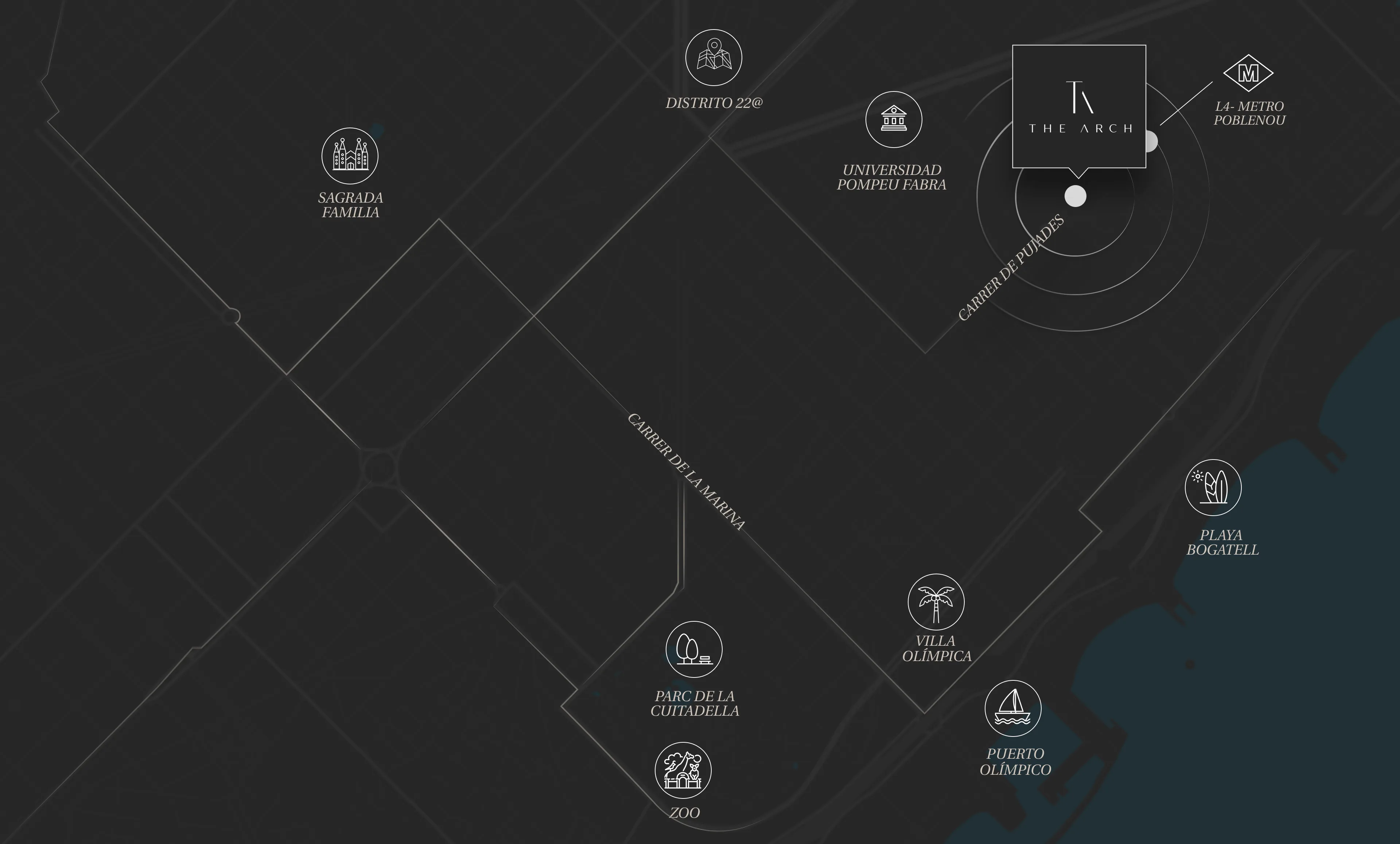 Mapa de localización de The Arch en Poblenou, Barcelona
